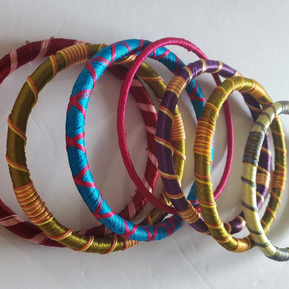 Colorful Silk Thread Bangles Set